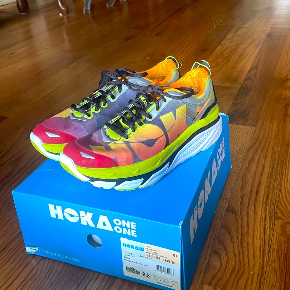 Hoka Men’s Valor Orange Popsicle/Lime Size 9.5
